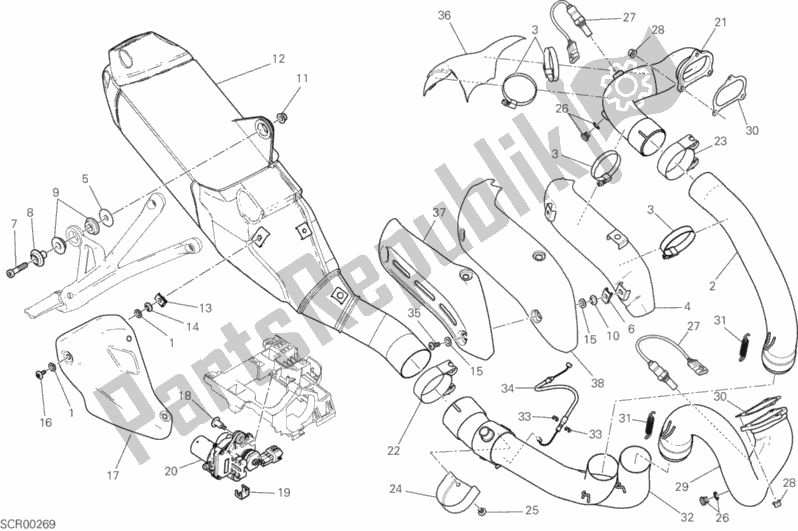 Toutes les pièces pour le Système D'échappement du Ducati Monster 821 Thailand 2020